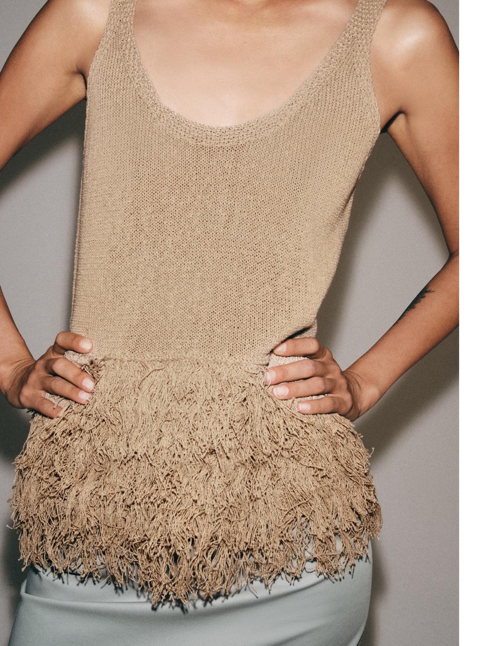 NWT Zara fringe knit top